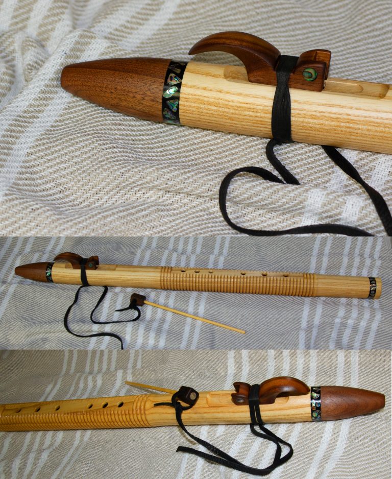 Native American style Flute in D4 with built in guiro